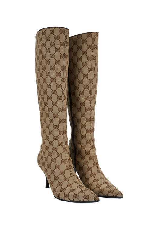 Vintage GUCCI Monogram Knee High Boots